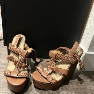 Braided Brown Wedge Sandals